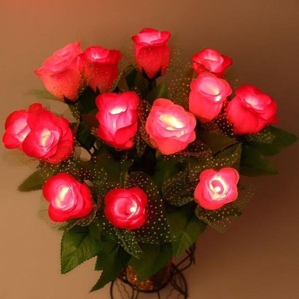 LED Rose Simulation Luminous  Plastic Rose Valentines Party Home Deocration