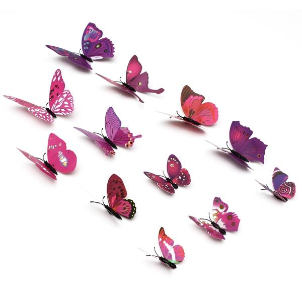 12Pcs 3D Butterfly Wall Sticker Fridge Magnet Home Decor Art Applique Decor Sticker