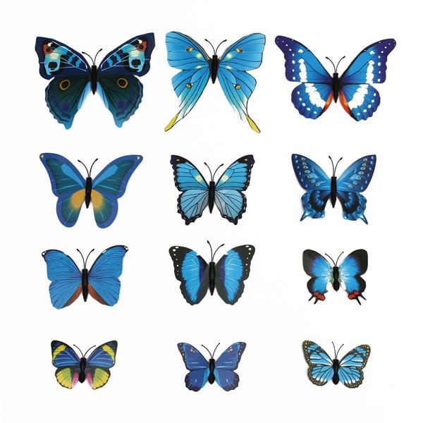 12Pcs 3D Butterfly Wall Sticker Fridge Magnet Home Decor Art Applique Decor Sticker