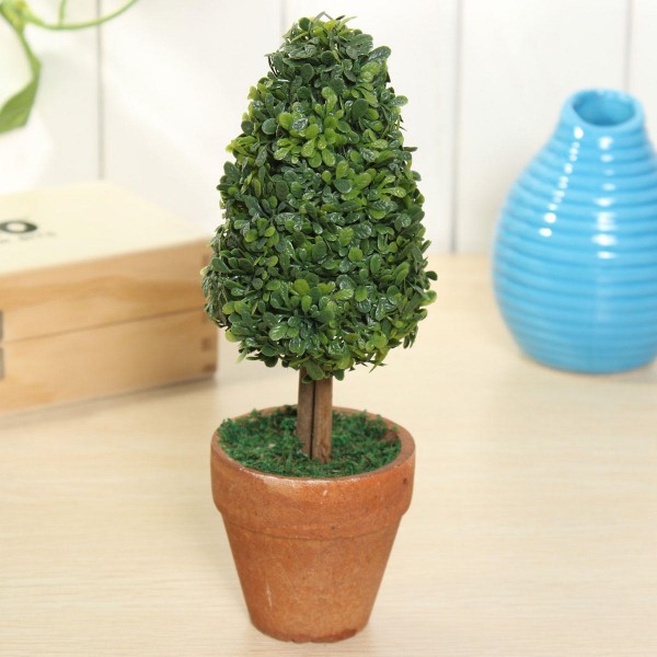 Artificial Potted Plant Plastic Garden Grass Ball Topiary Tree Pot Home Desk Decor