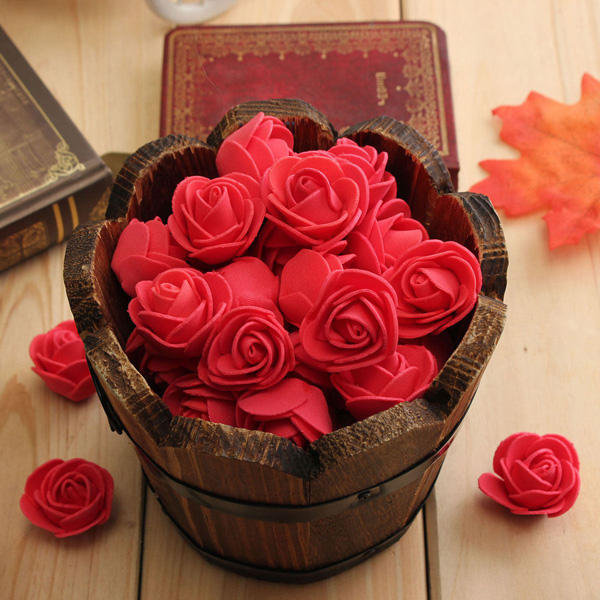 50pcs 2.5cm Artificial Roses PE Foam Rose Flower Wedding Party Home Decoration Valentine's day Fake Flowers