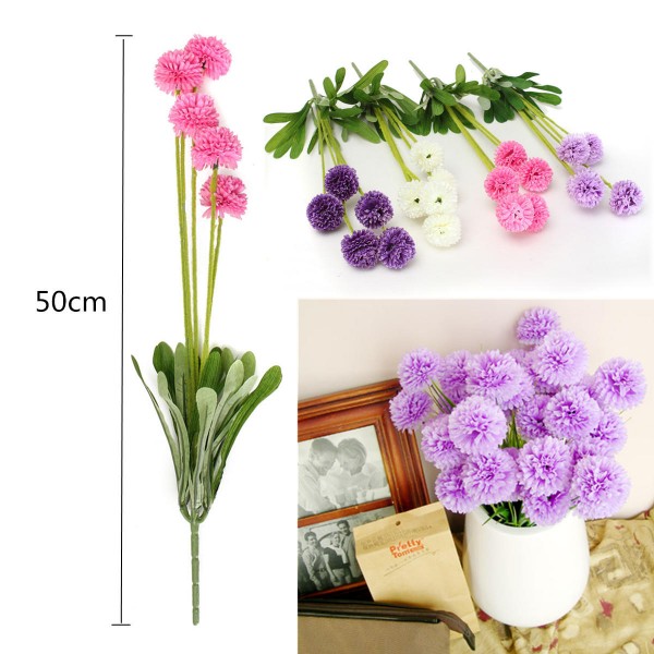 5 Heads Lavender Ball Artificial Silk Flowers Bouquet Simulation Home Wedding Party Decor Gift