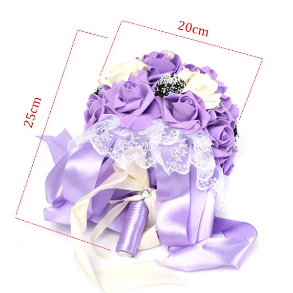 Handmade Rose Flower Artificial Flowers Bridal Wedding Bouquet Brooch Crystal Pearls Flowers