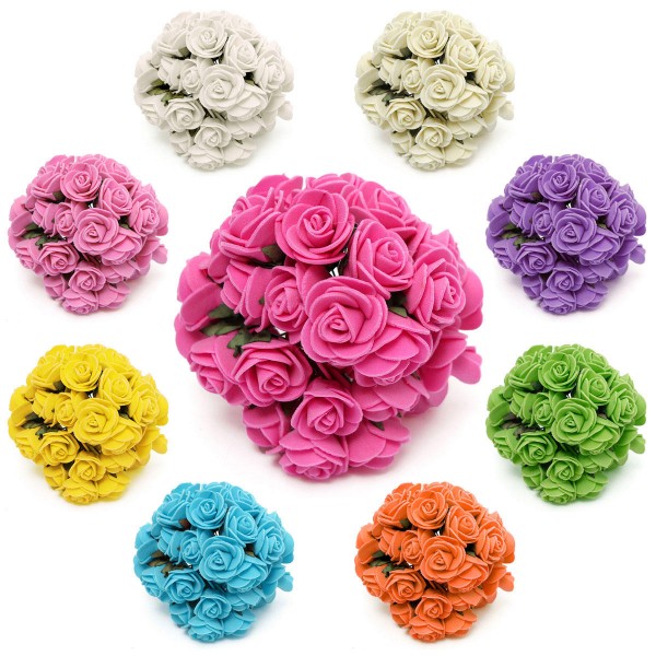 144 Pcs Artificial Flower Foam Rose Wedding Festival Home Party Indoor Party Decoration