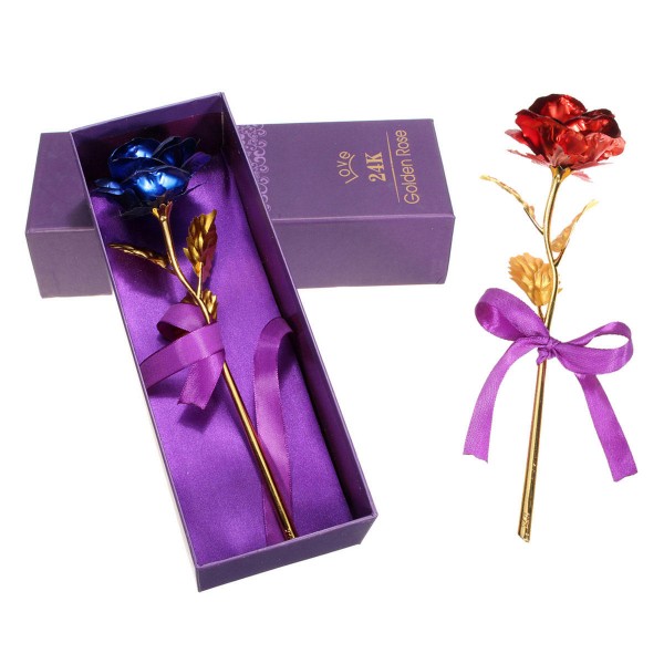 Creative Golden Rose 24K Gold Foil Rose Birthday Wedding Party Gift Flower Home Decor