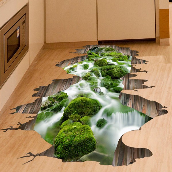 3D Stream Floor Decor Wall Sticker Removable Mural Decals Vinyl Art Home Decoration