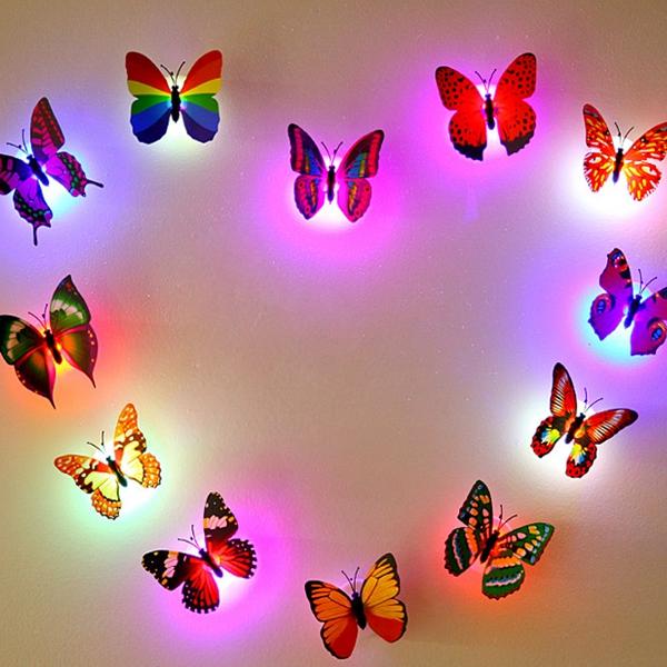 Miico Beautiful Butterfly LED Night Light Lamp With Suction Christmas Wedding Decor Sticker