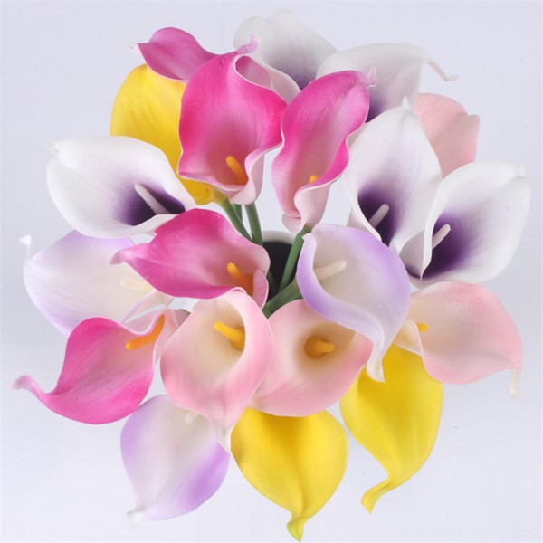 Natural Real Touch Flower Bouquet Calla Lily Wedding Decoration Fake Flower For Home Party Festival Decor 8 Colors Artificial Flowers