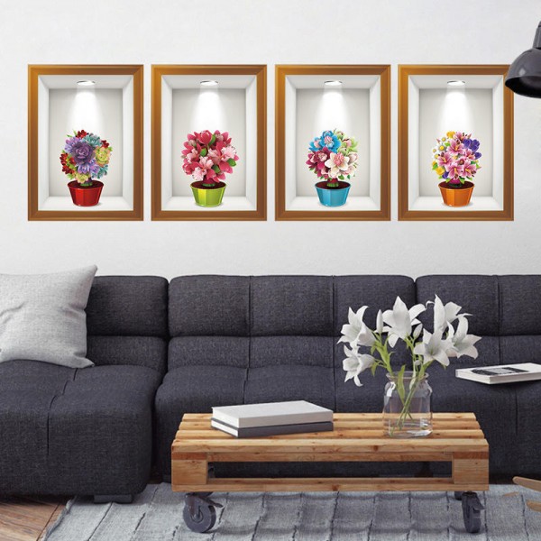 Flowers 3d Frame Creative Wall Stickers  Background European Three - Dimensional  Wall Stickers