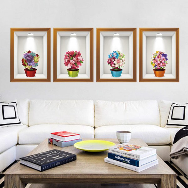 Flowers 3d Frame Creative Wall Stickers  Background European Three - Dimensional  Wall Stickers