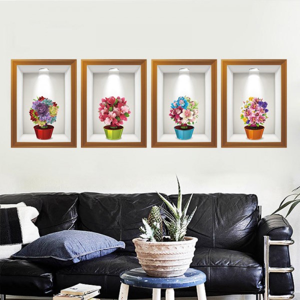 Flowers 3d Frame Creative Wall Stickers  Background European Three - Dimensional  Wall Stickers