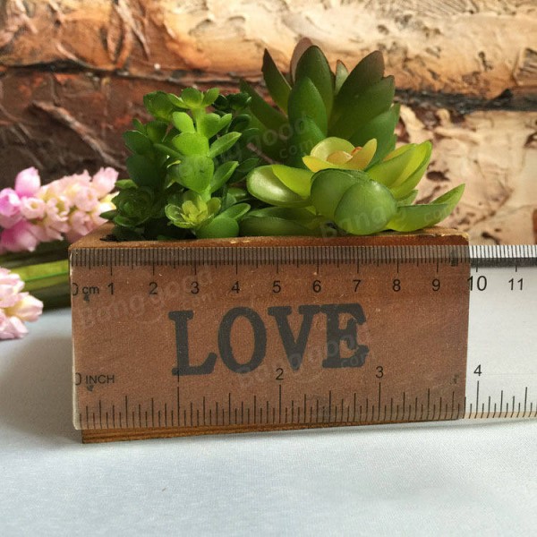 LOVE Wooden Basin Desktop Lotus Succulent Plants Flower Pot Garden  Bonsai