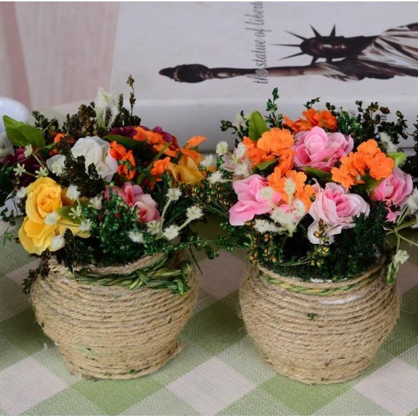 Hemp Roses Simulation Flower Plant Potted Suit Wedding Dress Decoration