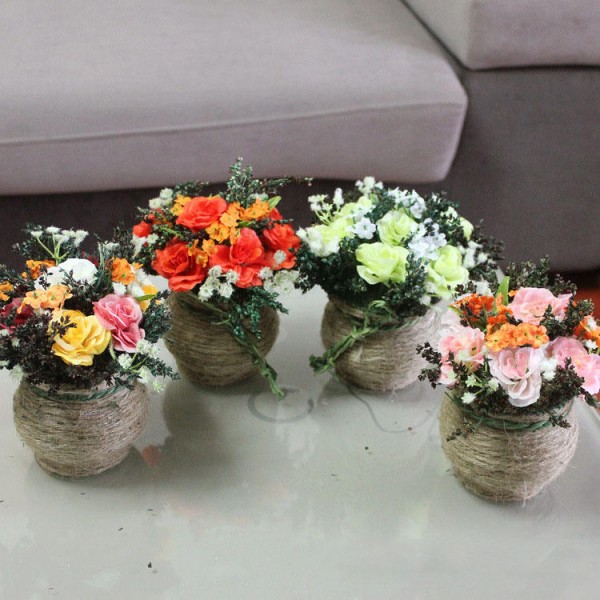 Hemp Roses Simulation Flower Plant Potted Suit Wedding Dress Decoration