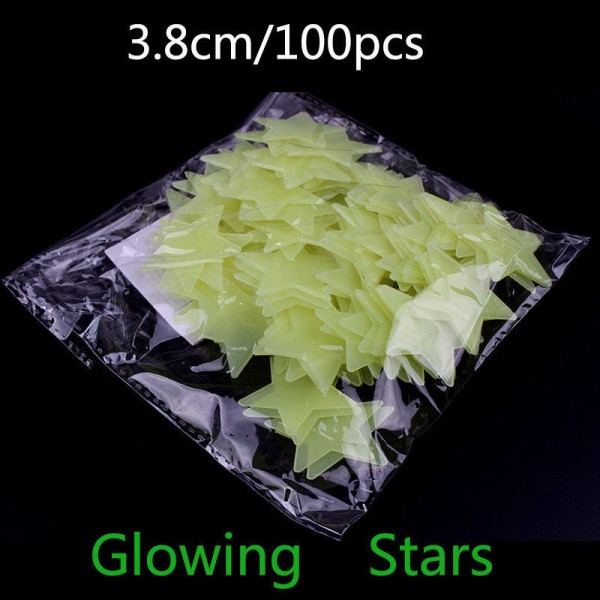 100Pcs Glow In The Dark Stars  Sticker Beautiful 3D DIY Home Decal Art Luminous Wall Stickers