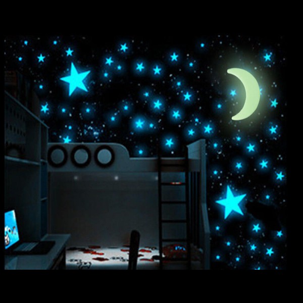 100Pcs Glow In The Dark Stars  Sticker Beautiful 3D DIY Home Decal Art Luminous Wall Stickers