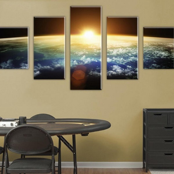 5  Cascade Sunset Space  Canvas Wall Painting Picture Home Decoration Without Frame Including Instal