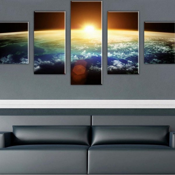 5  Cascade Sunset Space  Canvas Wall Painting Picture Home Decoration Without Frame Including Instal