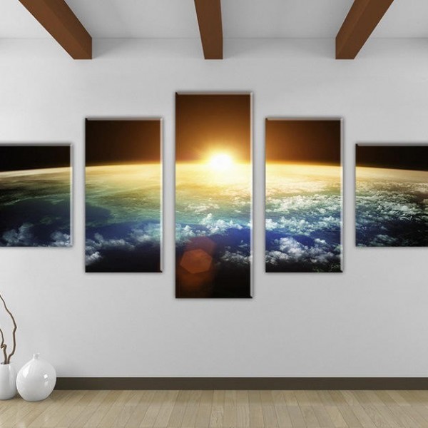 5  Cascade Sunset Space  Canvas Wall Painting Picture Home Decoration Without Frame Including Instal