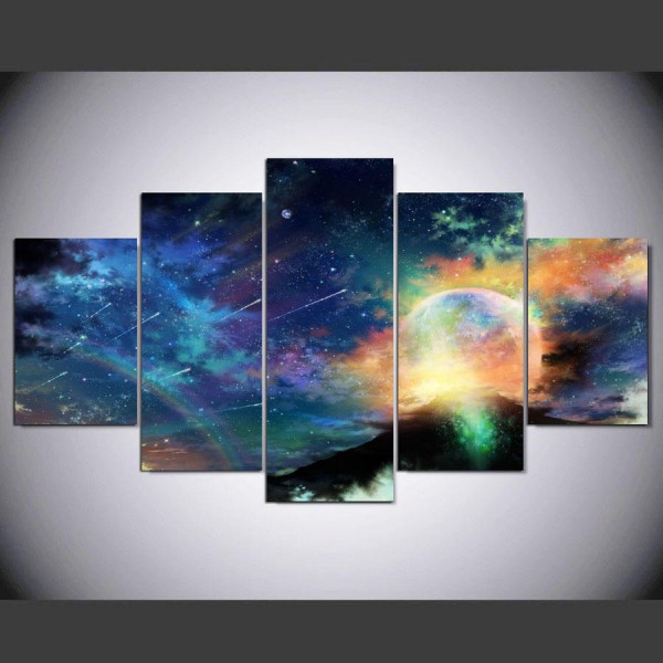 5  Cascade Colorful Cosmic Views Canvas Wall Painting Picture Home Decoration Without Frame Includin