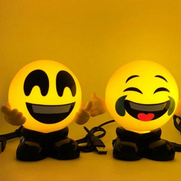 Emoji LED Small Night Lights Smiley Face Bed Lamps USB Charging Gifts