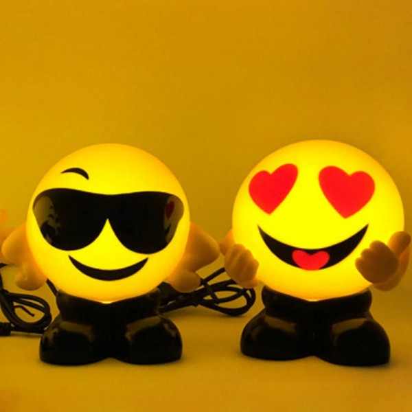 Emoji LED Small Night Lights Smiley Face Bed Lamps USB Charging Gifts