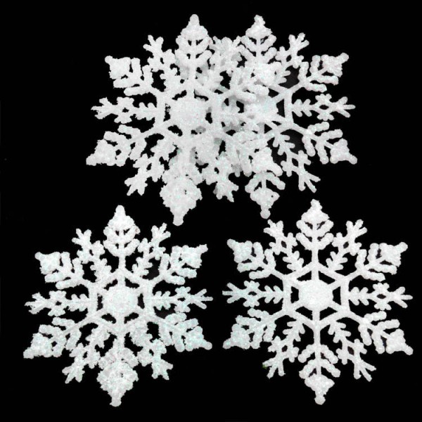 12PCS Christmas Snowflake Piece Plastic Pendant