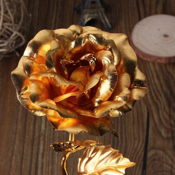 224k Gold Foil Plated Rose Gold Leaf Rose Wedding Supplies Valentine 's Day Birthday New Year Gifts Decorative Flowers