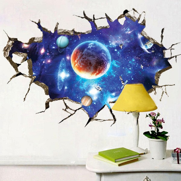 3D Sticker Outer Space Wall Stickers Home Decor Mural Art Removable Galaxy Wall Decals