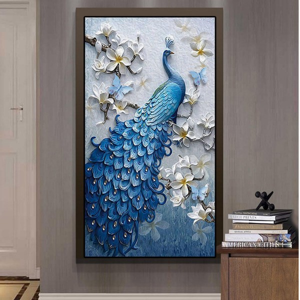 5D Peacock Diamond Paintings Embroidery Cross Stitch Home Craft Decor 23.6&quot;x15.7&quot;